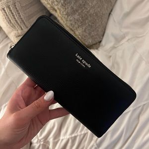 Kate spade black wallet gold details